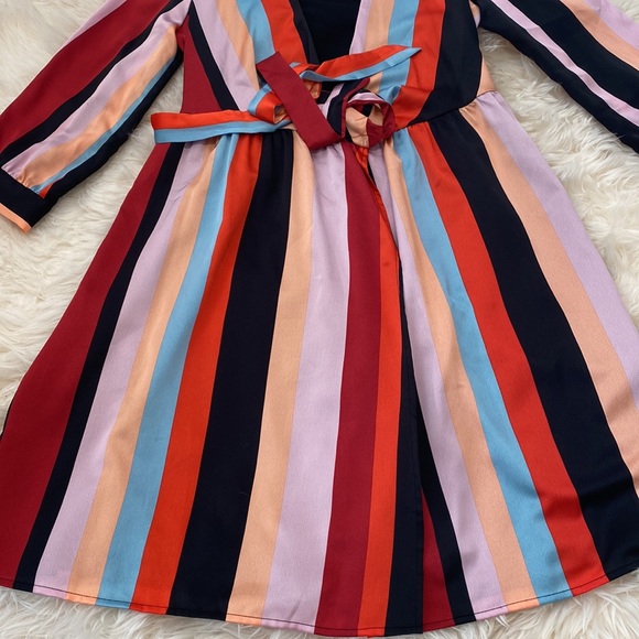 Bar III Multi - Color Striped Wrap Dress.  XS, S, M, L, XL - Picture 5 of 16